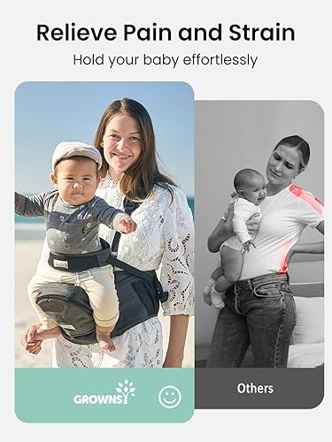 Miniatura 10 de Portabebés ergonómico con múltiples bolsillos, cintura extendida ajustable para recién nacidos y niños pequeños de hasta 50 libras, color gris