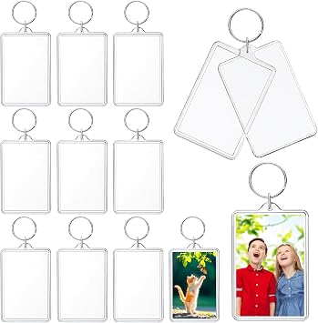 12 Pcs Photo Keychain 2 x 3inch Transparent Picture Keychain, Acrylic Photo Insert Keychain Blank Photo Insert Keyring DIY Personalize Favor Gift-Fits Photos up to 2.75 x 1.75 in