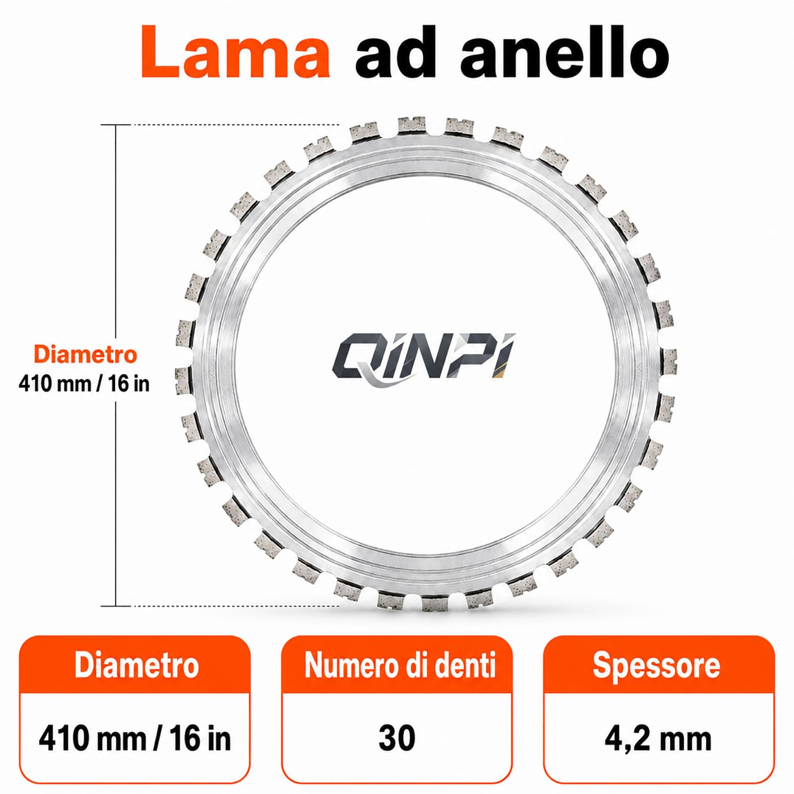 Lama Diamantata per Sega Ad Anello da 16 Pollici (410 Mm), per Cemento Armato
