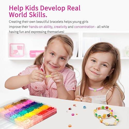 Miniatura 6 de Paodey 12000 cuentas de arcilla para hacer pulseras, 48 colores, 3 cajas, kit de fabricación de joyas, espaciador de polímero, cuentas Heishi preppy