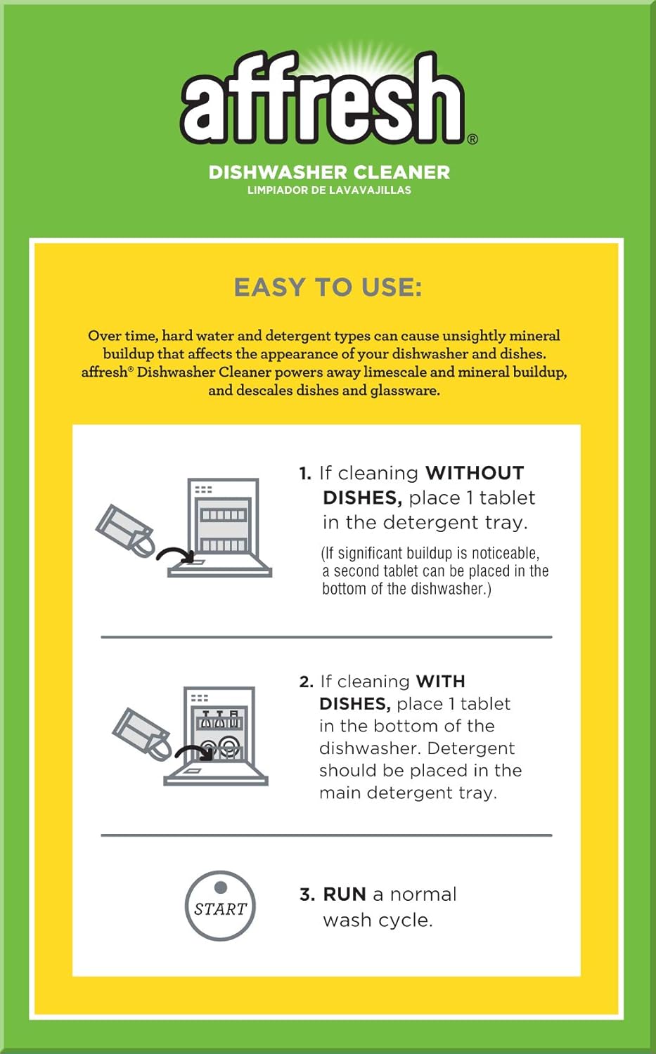 Affresh W10549851M2 Dishwasher Cleaner | Formulated to Clean Inside All Machine Models, 12 Tablets (2 Packs, 6 Tablets each) : Health & Household