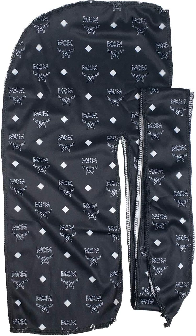 Women & Men's Customs Designer Durag,Fashion Premium Durags Basic and Limited Edition,Exclusive Wave Cap (MCM Black)