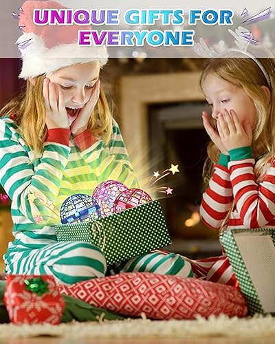 Miniatura 8 de ATHLERIA 2 piezas de juguetes de bola de orbe volador (azul + rosa) Soaring Hover Boomerang Spinner controlado a mano, mini dron para niños y