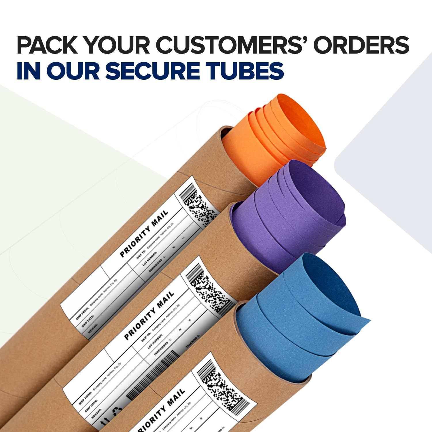 Lot de 2 tubes d'expédition en papier kraft renforcé de 7,6 x 61 cm avec 2 bouchons chacun – Tube d'affiche approuvé USPS – Fabriqué aux États-Unis pour l'expédition et le stockage d'affiches,