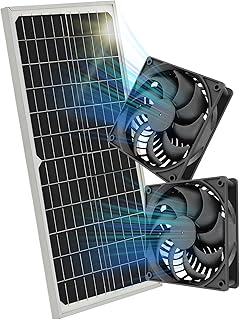 20W Solar Exhaust Fan for Chicken Coop, Sheds, Greenhouses, Dog Houses, Windows, Attics, Solar Powered Fan with Metal Frame, Easy Plug and Play Installation
