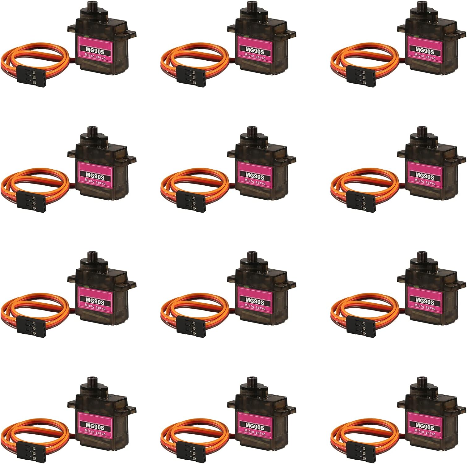 12PCS MG90S Servo Micro 180° 9G Servo Motor Geared Micro Servo Motor 9G Smart Robot Compatible with Raspberry Pi Project Car Helicopter Airplane Boat (180 Rotating)