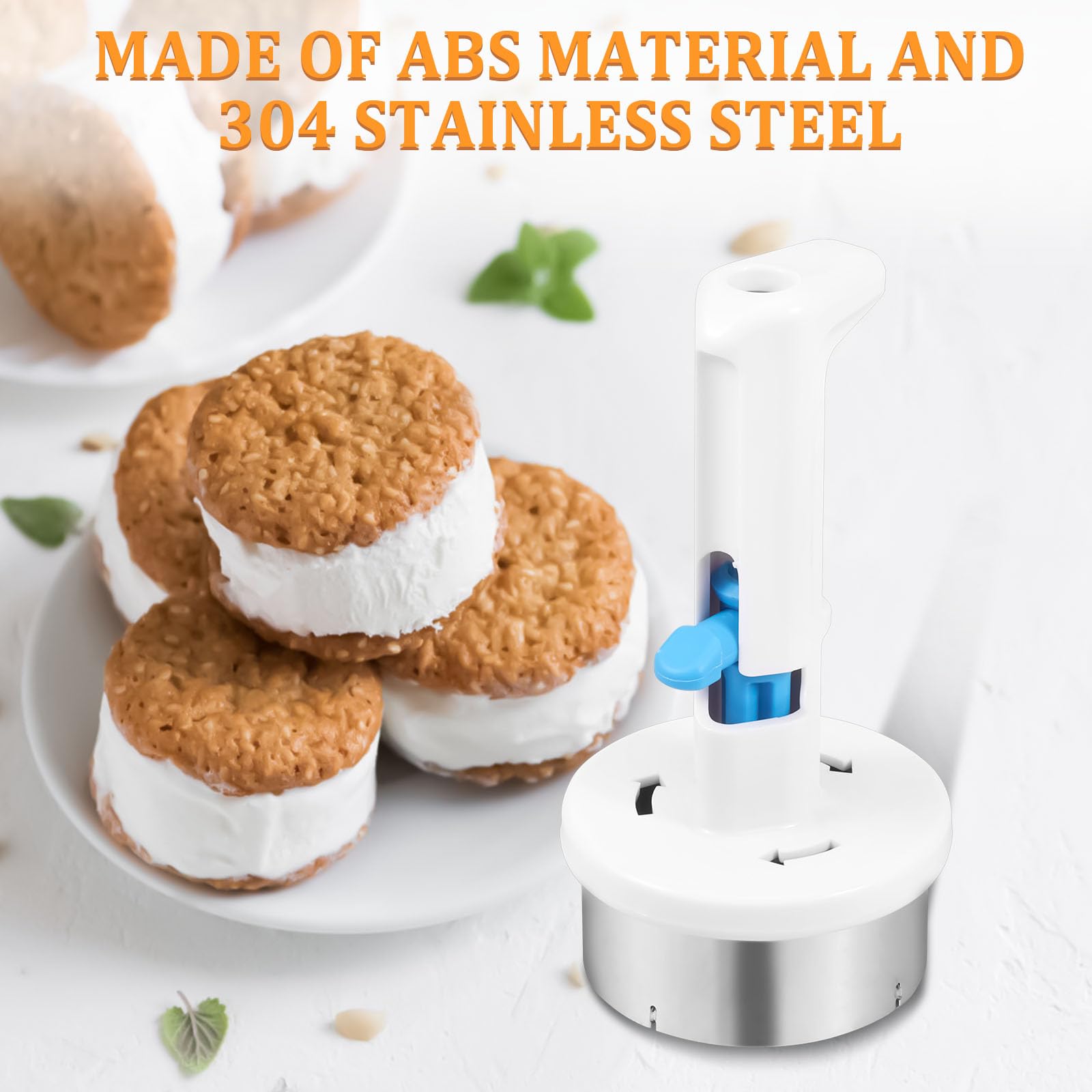 Ice Cream Sandwich Maker in Acciaio Inox con 2 Scoop e Pennelli