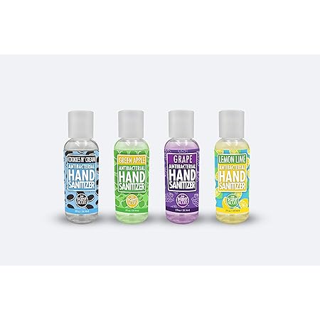 Amazon Com Just For Laughs 4 Pack Scented Hand Sanitizer By The Scent Factory 2 Fl Oz Each Cookies N Cream Green Apple Grape Lemon Lime Scents Health Household