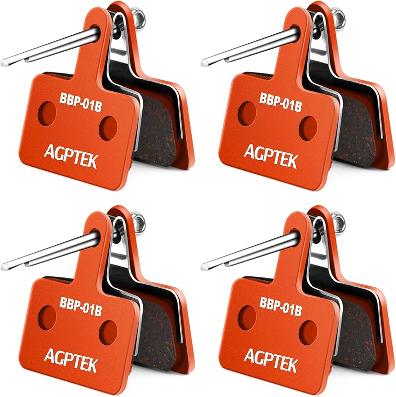 AGPTEK Bike Brake Pads, Compatible with TRP Tektro Shimano MTB,Semi-Metal | High Performance Stop Power, Wear Resistance, Heat Dissipation, Fit for Mountain Road Bicycle