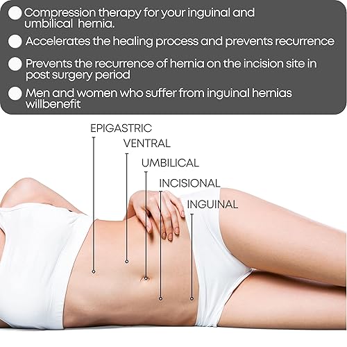 Miniatura 4 de Cinturón de hernia umbilical para hombres y mujeres, carpeta de soporte abdominal con almohadilla de compresión, para hernia incisional,