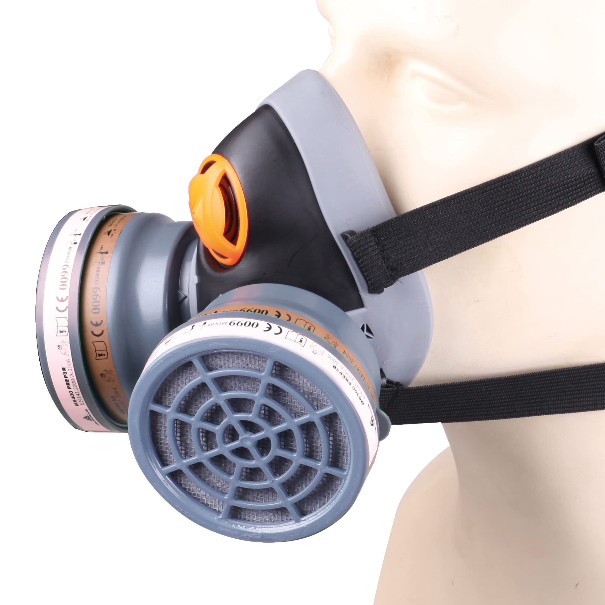 Deltaplus M6400EA2P3R Kit Halbmaske M6400-Jupiter + 2 Filters A2 P3, Schwarz-Grau, Größe M/L