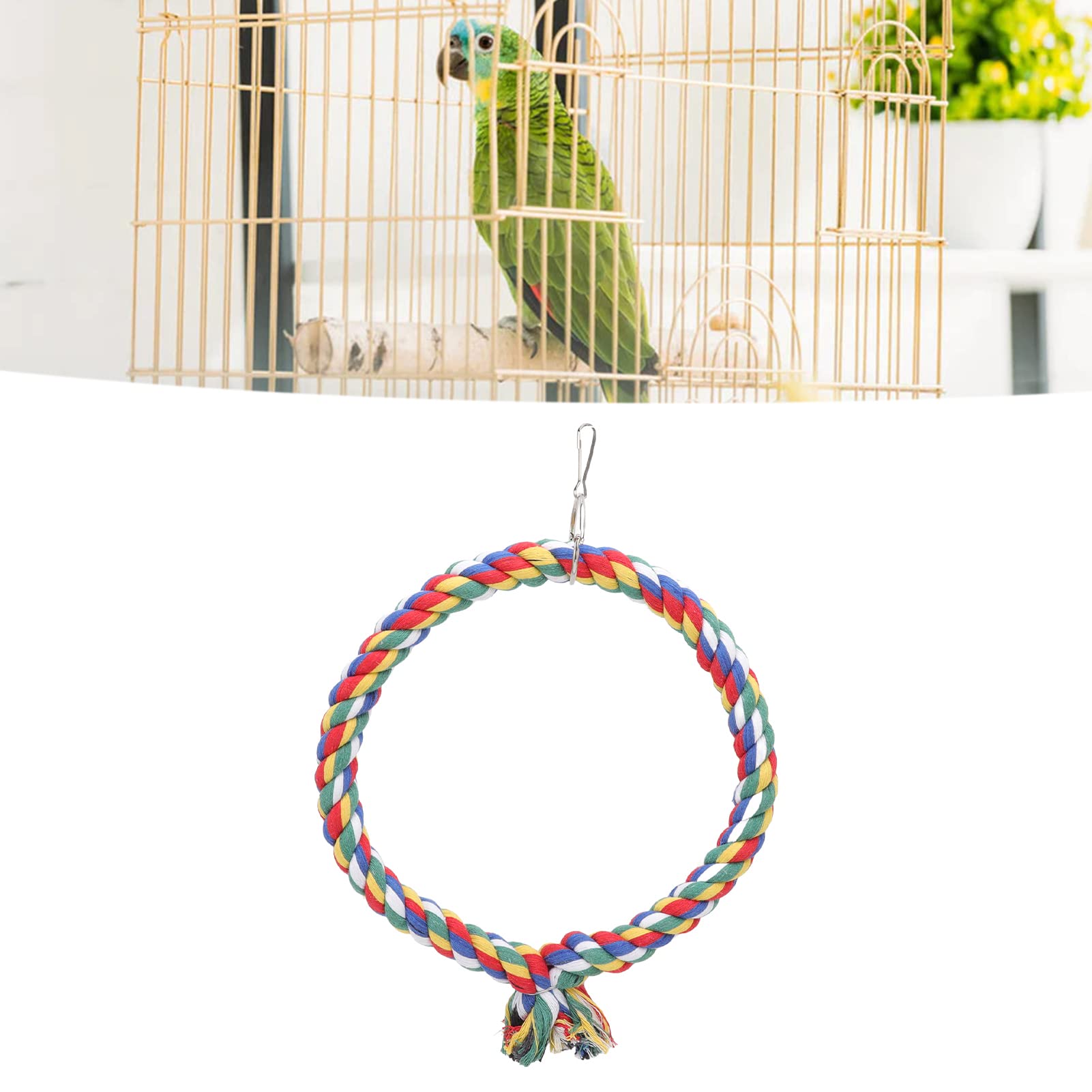 Balançoire pour Perroquet avec Anneau et Corde en Coton – Cercle d'escalade pour Oiseaux – Petites et Grandes Tailles Disponibles – Idéal pour Jouer en Intérieur et en Extérieur
