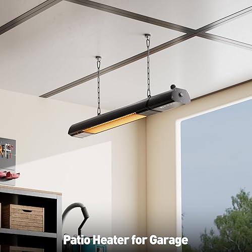 Miniatura 7 de Calentador eléctrico de techo para exteriores, control Wifi, patio colgante montado en la pared, 1500 W, infrarrojo, 9 niveles de calor,