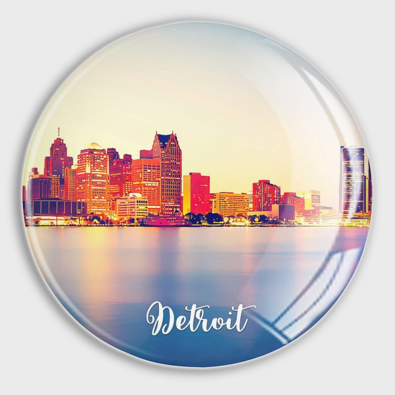 Aimants frigo en verre Detroit x4 pour tableau blanc et decoration