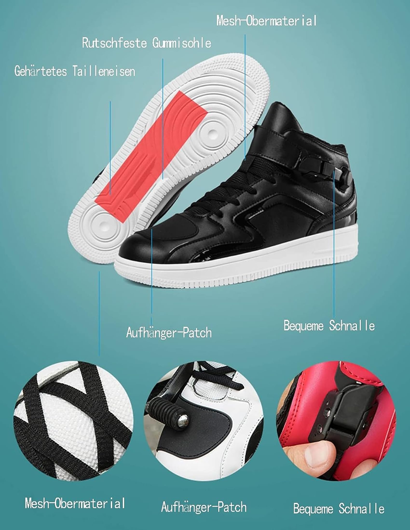 DJFOG Herren-Motorradschuhe, Leder-Biker-Motorradstiefel, Fahrradschuhe mit Knöchelstütze, Aufprallschutz, professionelle Schuhe