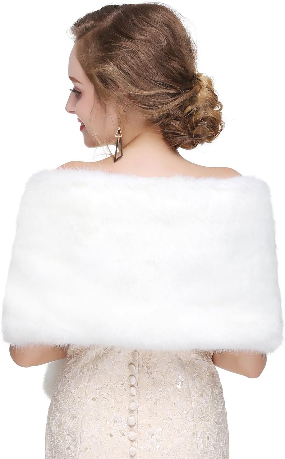 Women's Faux Fur Shawl Wrap Cape for Bridal Wedding Party Blue Artificial Wool - Image 4
