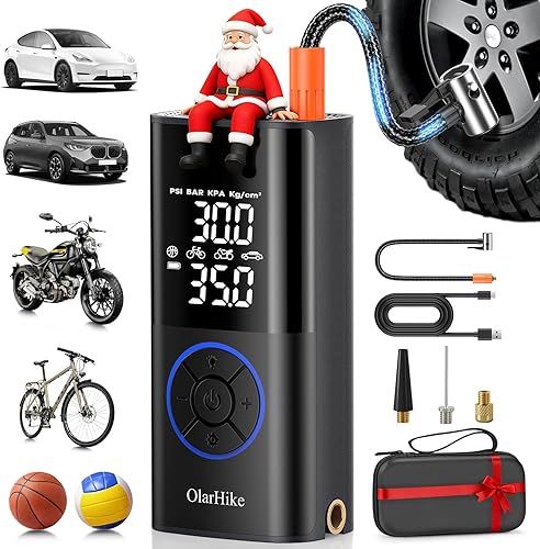 Olarhike Inflador de neumáticos Compresor de aire portátil, bomba de aire automática inalámbrica 160PSI para neumáticos de coche, bicicleta, sedán,