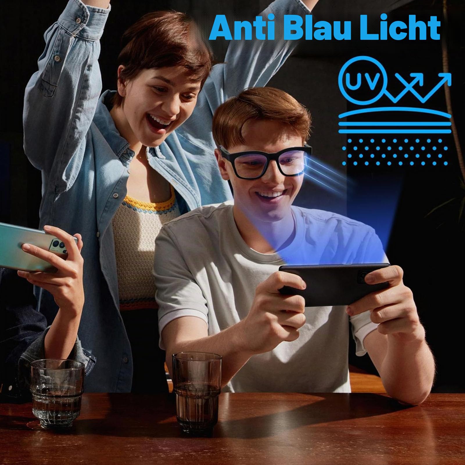 Intelligente Brille mit Eingebauten Mikrofonlautsprechern, TWS-Bluetooth-Headset-Brille, Open-Ear-Musik, Touch-Steuerung, Lange Standby-Anti-Blue-Blocking-Brille für Damen und