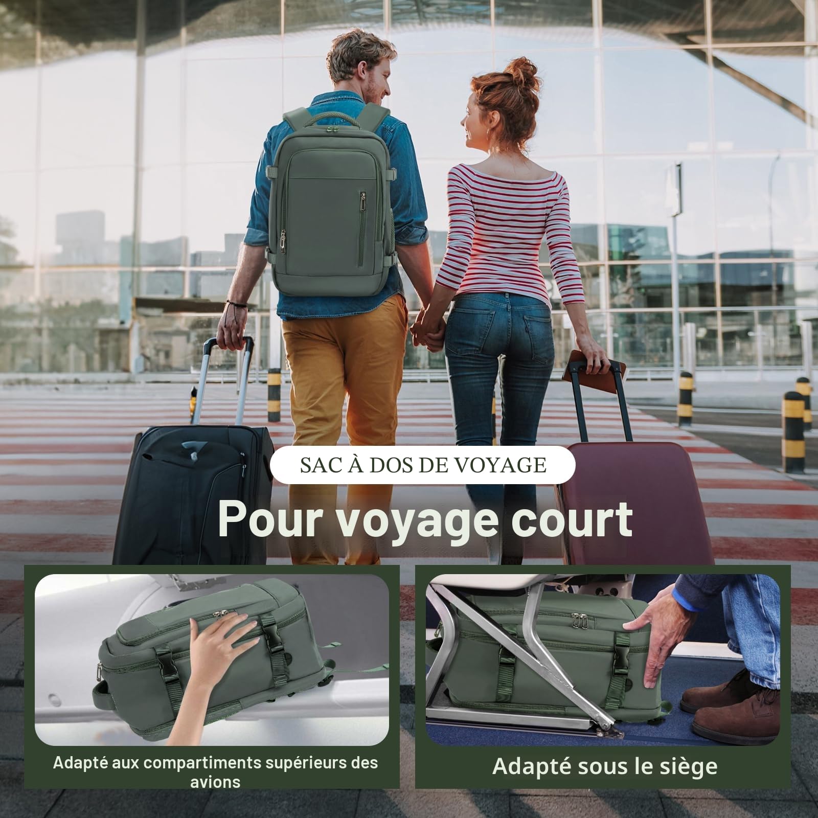 OTAHGK Bagage Cabine 40x20x25 pour Ryanair Sac à Dos de Voyage Bagage à Main Avion Sac à Main sous Le Siège Valise Sac Ordinateur Portable avec Port de Charge USB