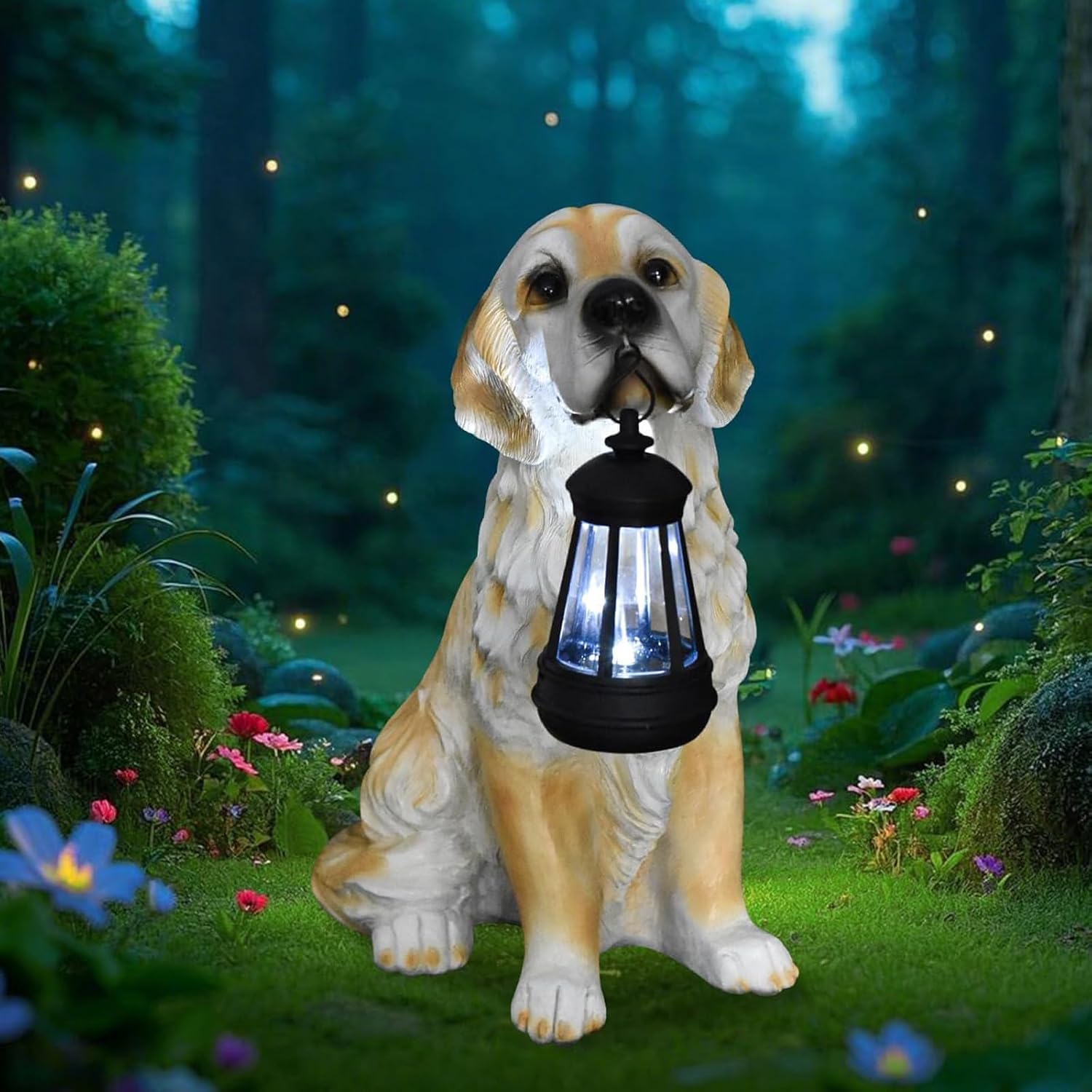 庭の犬の置物ソーラーライト屋外パティオ庭ポーチ犬経路クリスマス装飾外ギフト樹脂庭の子犬の装飾