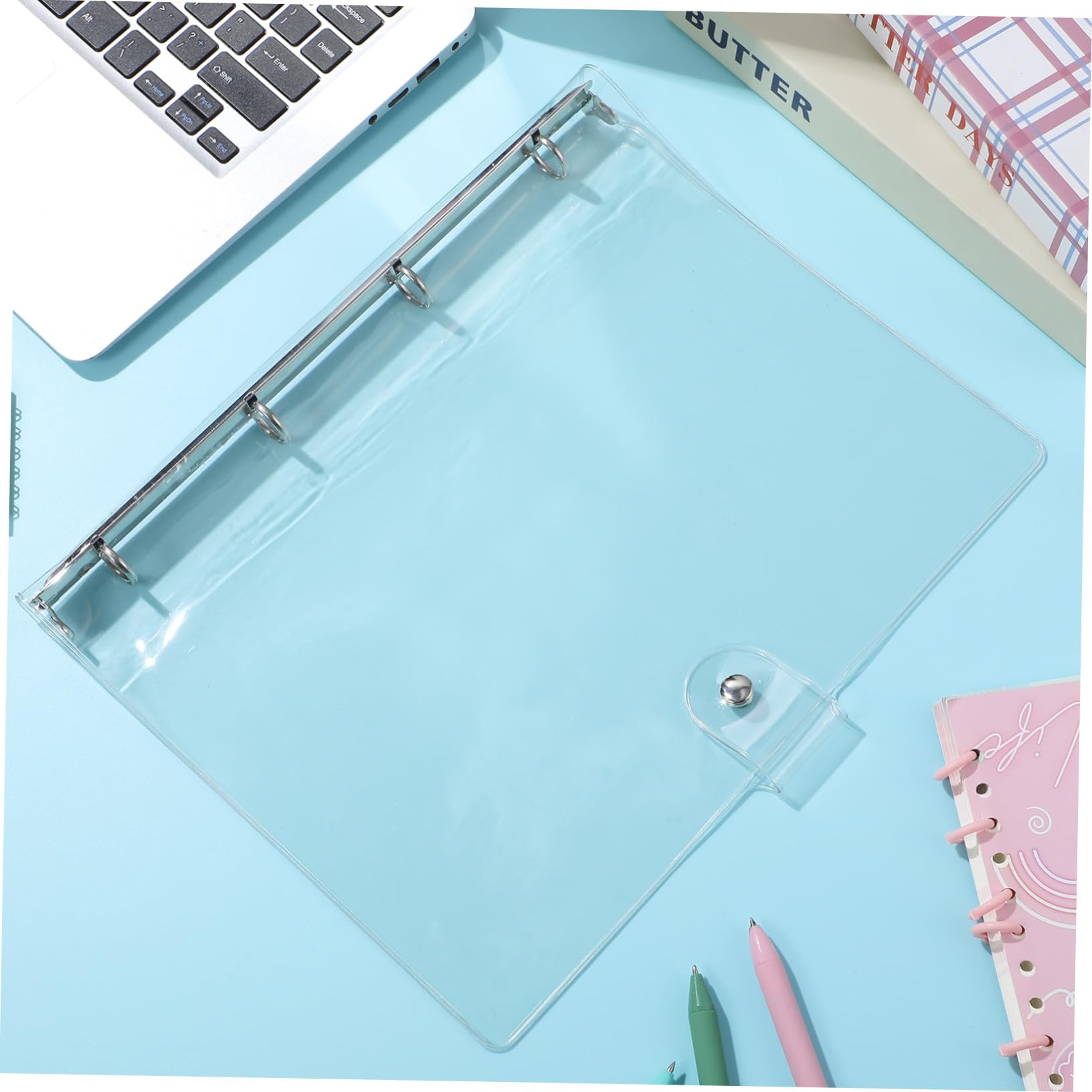 Classeur à Cahier Transparent A4 en Plastique, Coque Souple à Pression