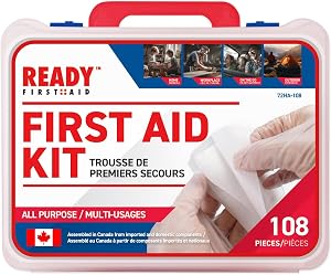 Ready First Aid 108 Piece Home First Aid Kit - Camping, First Aid Kit for car, Camping Essentials, Hiking, Home Essentials, Car Emergency Kit, Hiking Gear, First Aid Kit Travel, Car Essentials, Survival Kit