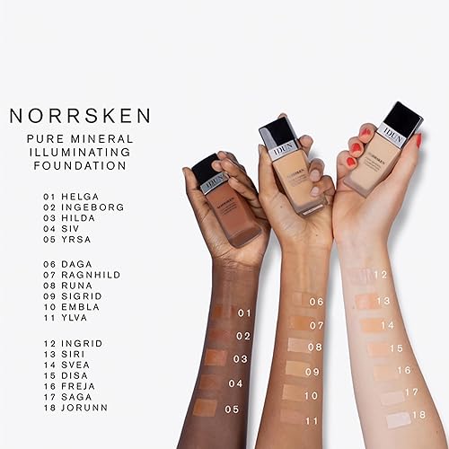 Miniatura 2 de IDUN Minerals Base líquida Norrsken  Cobertura suave y sedosa  Acabado luminoso y húmedo para piel seca y opaca  Maquillaje vegano y resistente al