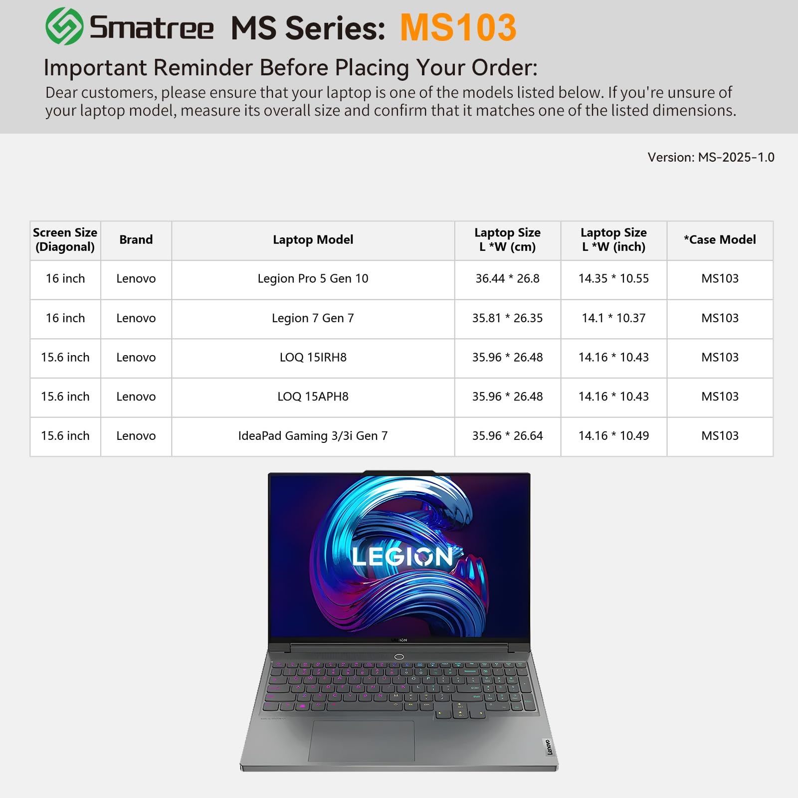 Smatree MS103 Twarde etui ochronne EVA ze stojakiem kompatybilne z 40.6 cm Lenovo Legion Pro 5 Gen 10/Legion 7 Gen 7, do 39.6 cm IdeaPad Gaming 3 Laptop/3i Gen 7, dla 39.6 cm LOQ 15APH8/15IRH8