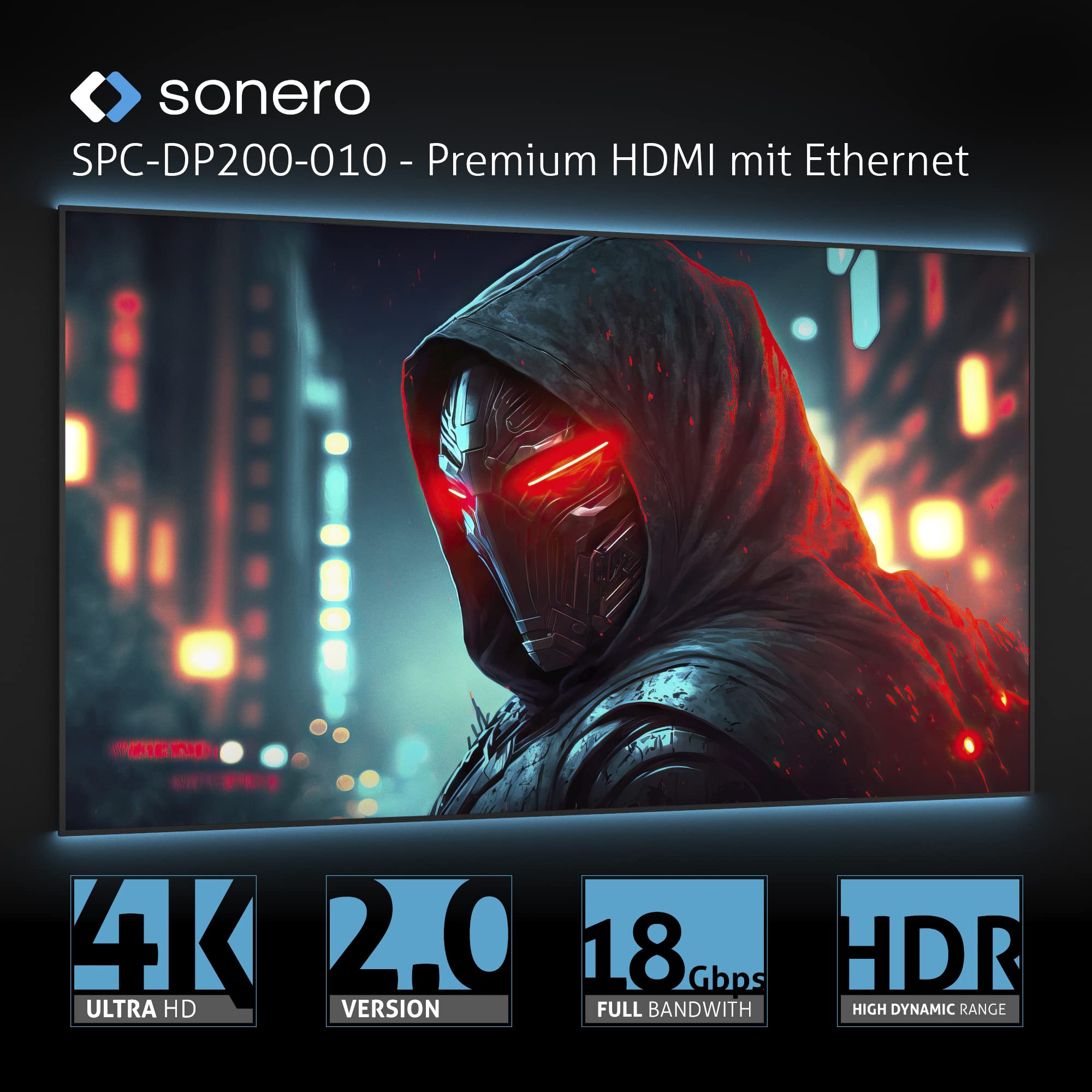 Sonero 4K DisplayPort 1.2 auf HDMI 2.0 Kabel DP/HDMI 4K 60Hz 2K 120Hz 2,0m