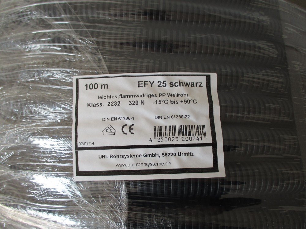 Flexrohr schwarz EFY25, 100m Ring