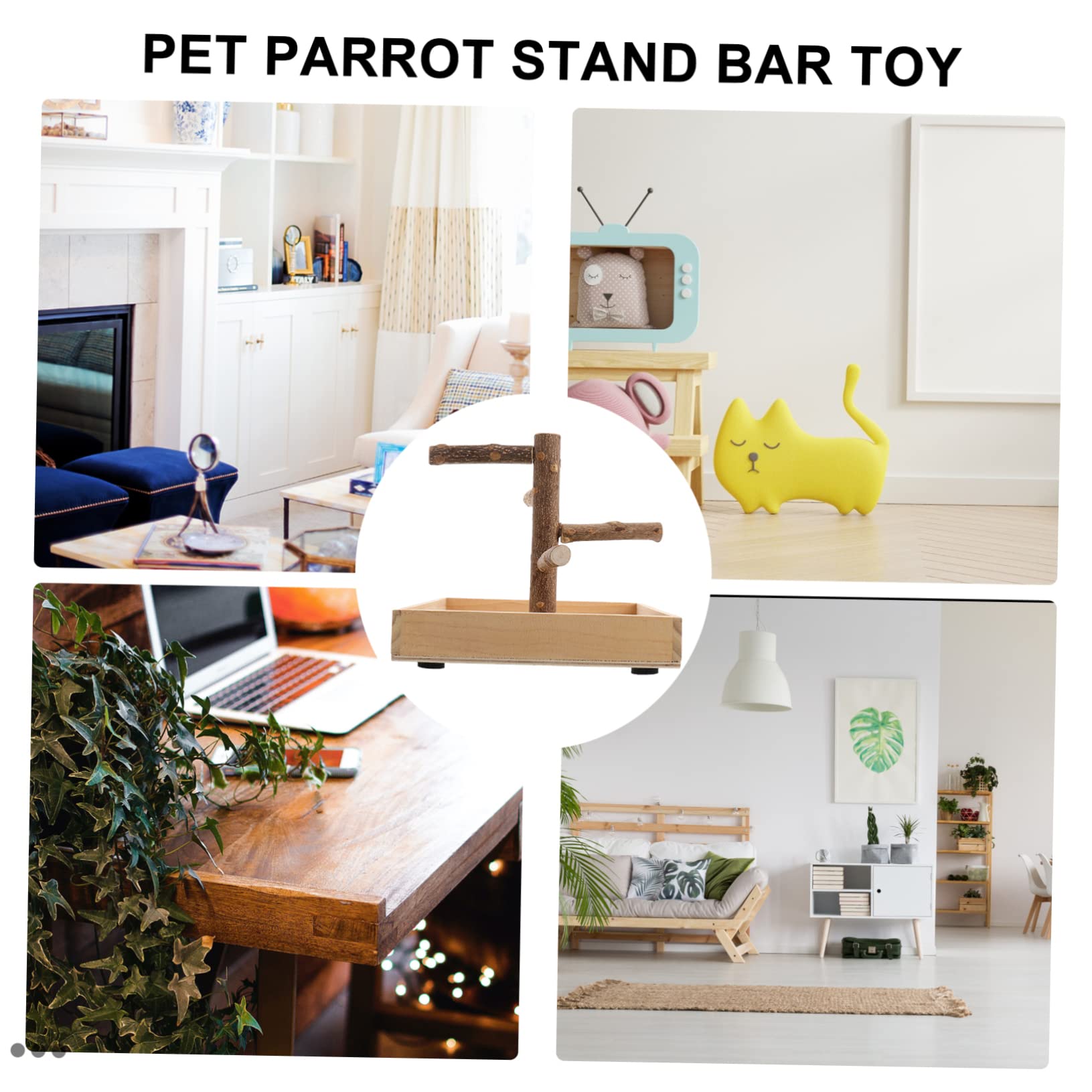COLLBATH Percha y de Aves para Entrenamiento de Madera Pequeñas Portátil Soporte Seguro para Morder, Estación de Madera Beige Cacatúas para Perca de Loro