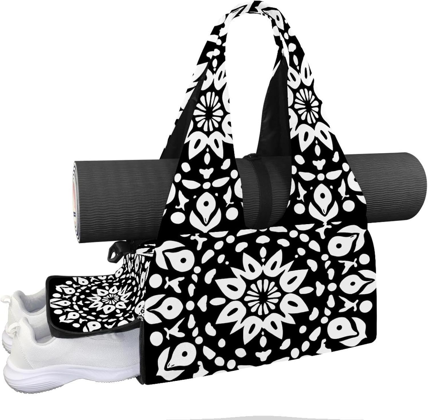 Yoga Mat Bag, Gym Workout Bag with Shoe Compartment, Highland Cow Pilates Bag for Women, Quick Access Storage Yoga Tote Bag for Sports Travel Office