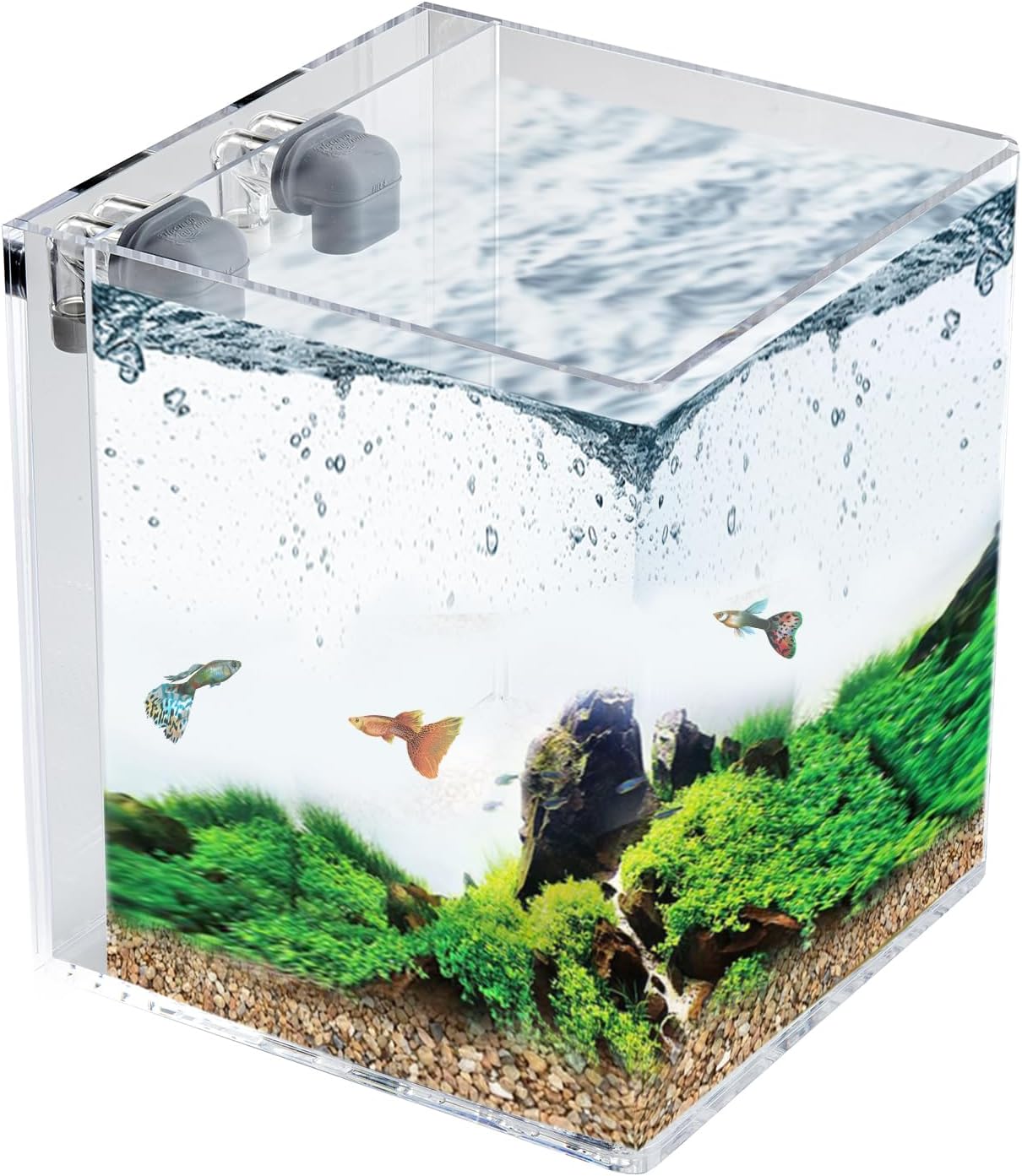 3-Gallon Self-Cleaning Fish Tank – Easy Maintenance Aquarium Kit with Lid & Waterfall Basin, Fast Debris Removal System