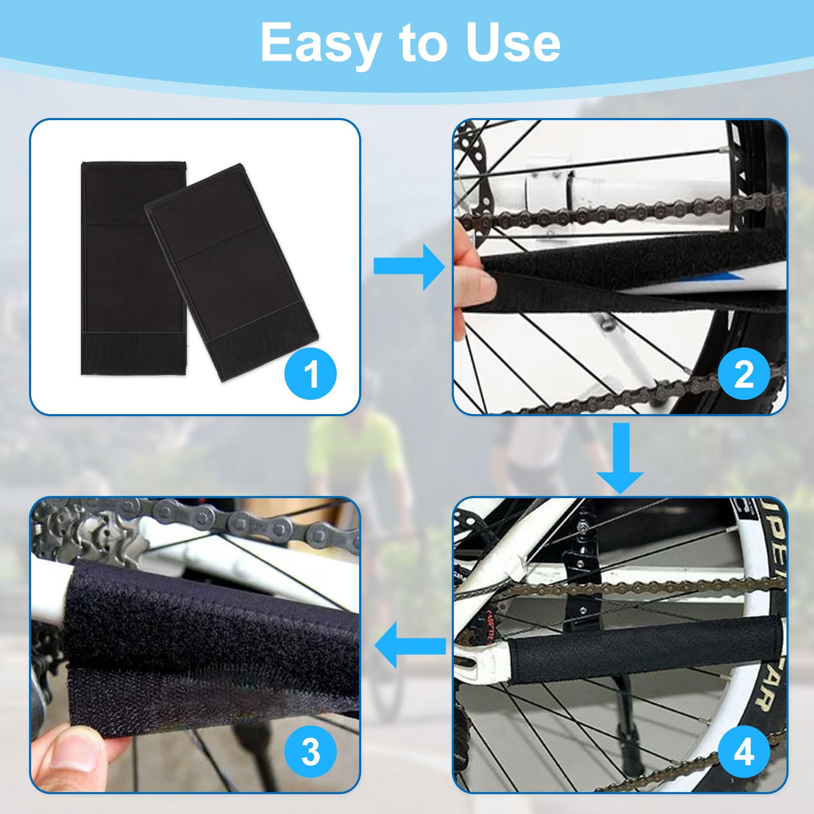S/M/L/XL Fahrrad Rahmenschutz Set, 4 Stück Fahrrad Rahmenschutz Neopren Klett, Carbon Rahmen Schutz Fahrradträger Zubehör, Fahrrad Transportschutz Zubehör, Neopren Schutzhülle Rahmen für MTB Rennrad