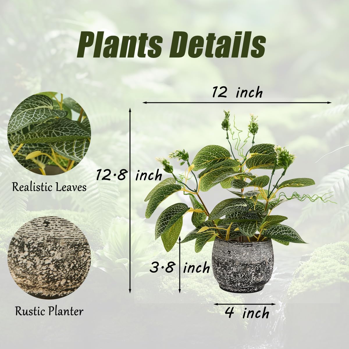12.8'' Artificial Hoya Vine Plant in Rustic Black Cement Pot, Realistic Faux Leaf Potted Plant for Indoor Home Office Bathroom Living Room Shelf Tabletop Decoration, No Watering Needed - Image 3