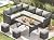 U-MAX 7 Pieces Patio Furniture Set, Outdoor Sectional Sofa Conversation Set, All Weather Wicker Rattan Dining Table & Chair with Ottoman, Grey Rattan&Grey Cushion