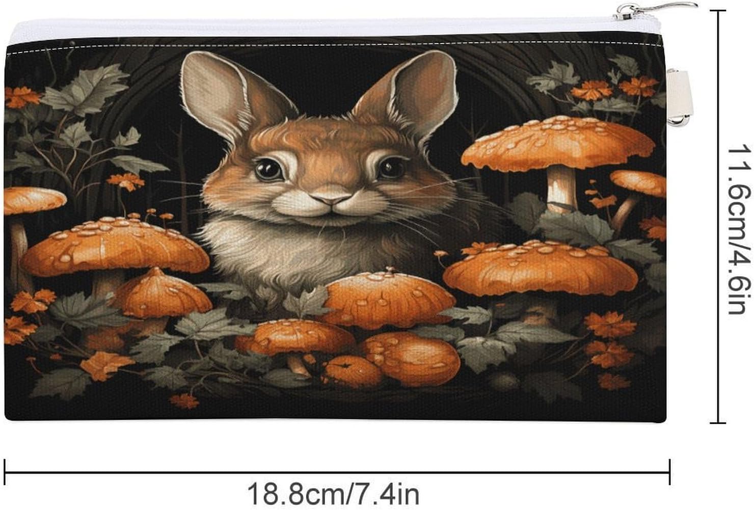 Rabbit with Mushrooms Coin Purse Mini Coin Pocket Pouch Change Holder for Men Women Portable Change Wallet