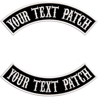 QIMAMADE Personalised Patch Design Name Plate Embroidery Badge for Motorcycle Biker Rocker Iron-On or Sew On 2 Pieces Top &amp; B