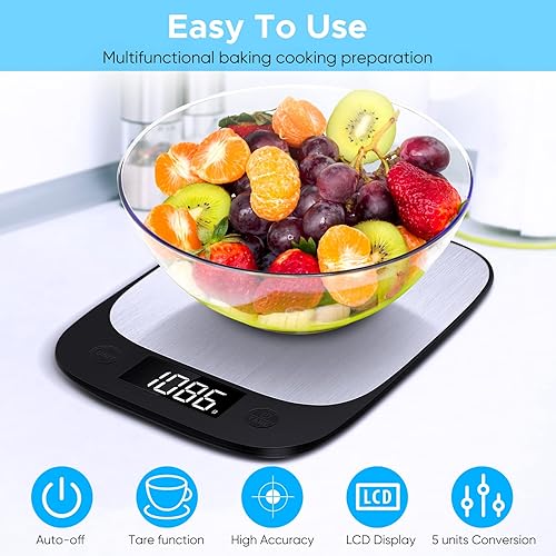Miniatura 8 de MPBEKING Báscula digital de alimentos báscula de cocina peso gramos y onzas para perder peso cocinar hornear 3 g01 oz báscula multifunción de alta