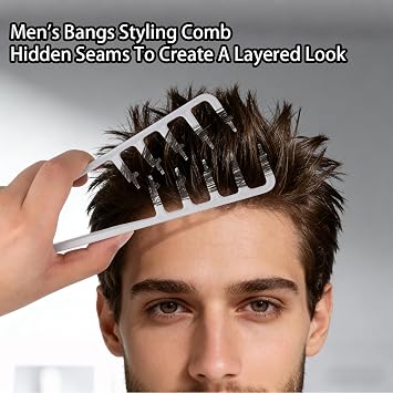 2Pcs Texture Comb,Wide Tooth Styling Combs Kit Roots Volume Tool Volumizing Wide-Tooth Hair Styling Comb Seamless Smooth Design Barber Detanglers Tools for Women Men Bangs Hairdressing (Black+Gray)