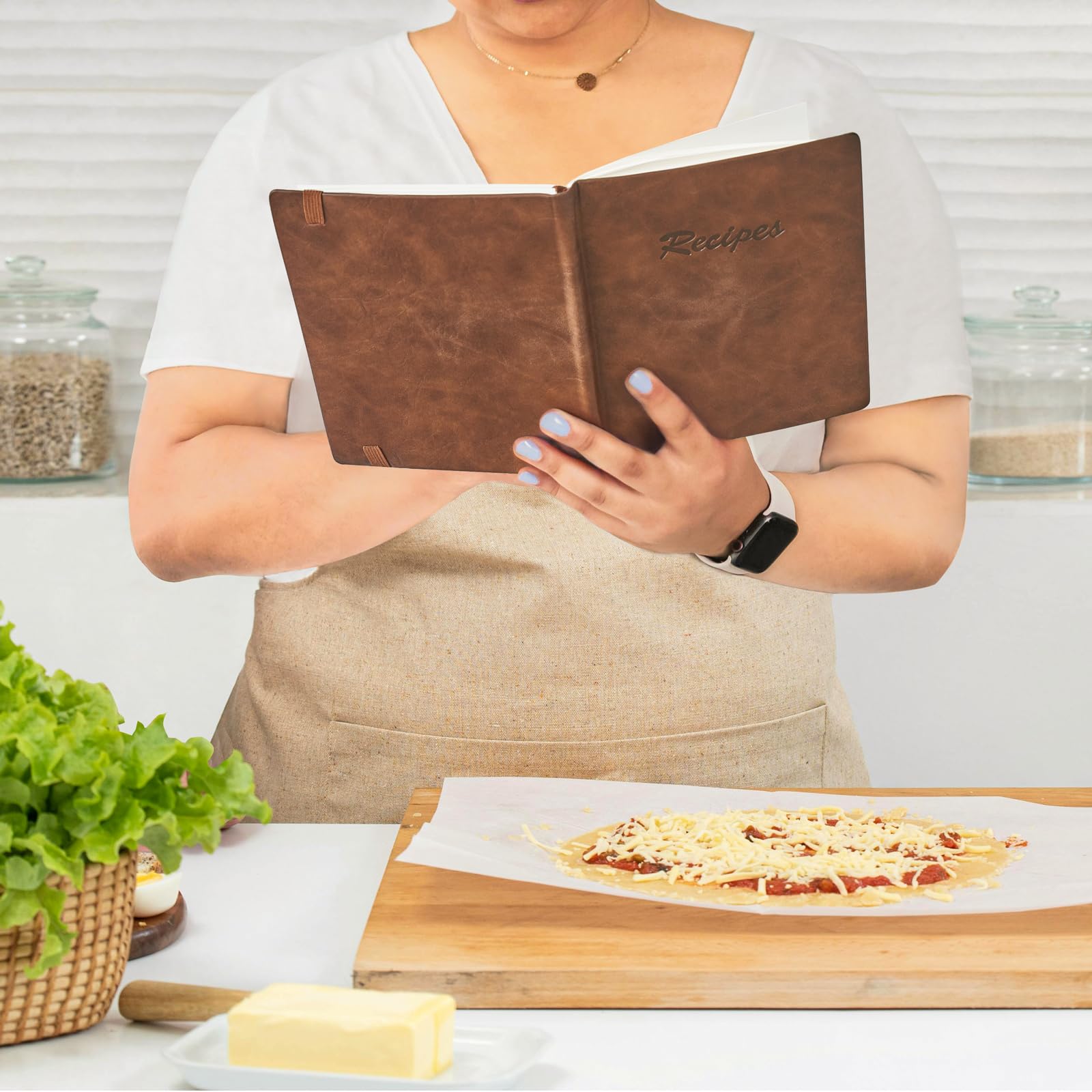 Dahey Recipe Book to Write in Your Own Recipes, Blank Hardcover Cookbook with Pocket, Personalized Family Recipe Journal Notebook to Organize Recipes for Men, Leather Cover and 80 Recipes, Brown - Image 5