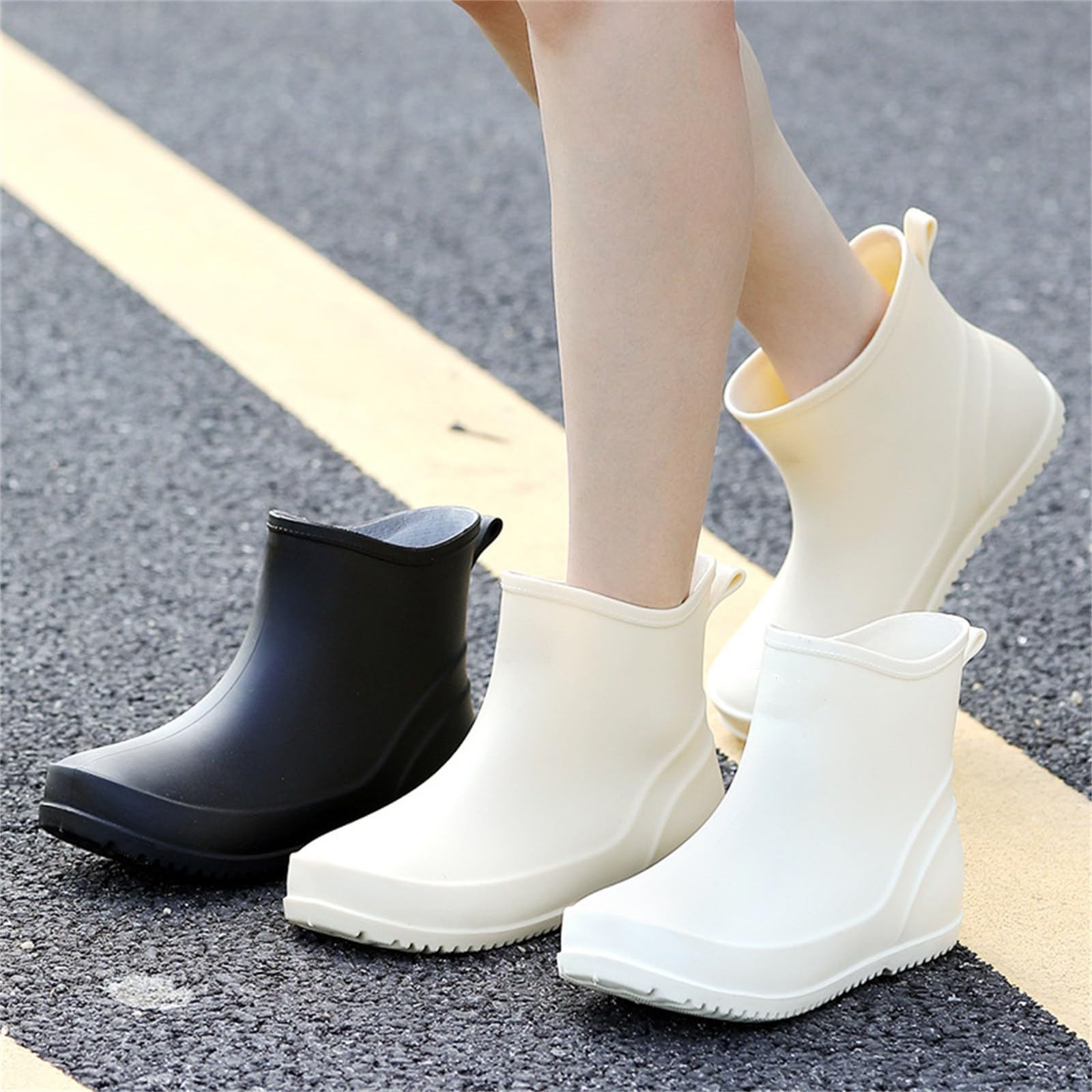 Botas de goma para mujer, impermeables, botines de goma, botas de lluvia, botas de lluvia, botas de lluvia, botas de goma, antideslizantes, zapatos de jardín, botines de tobillo, botas de lluvia para