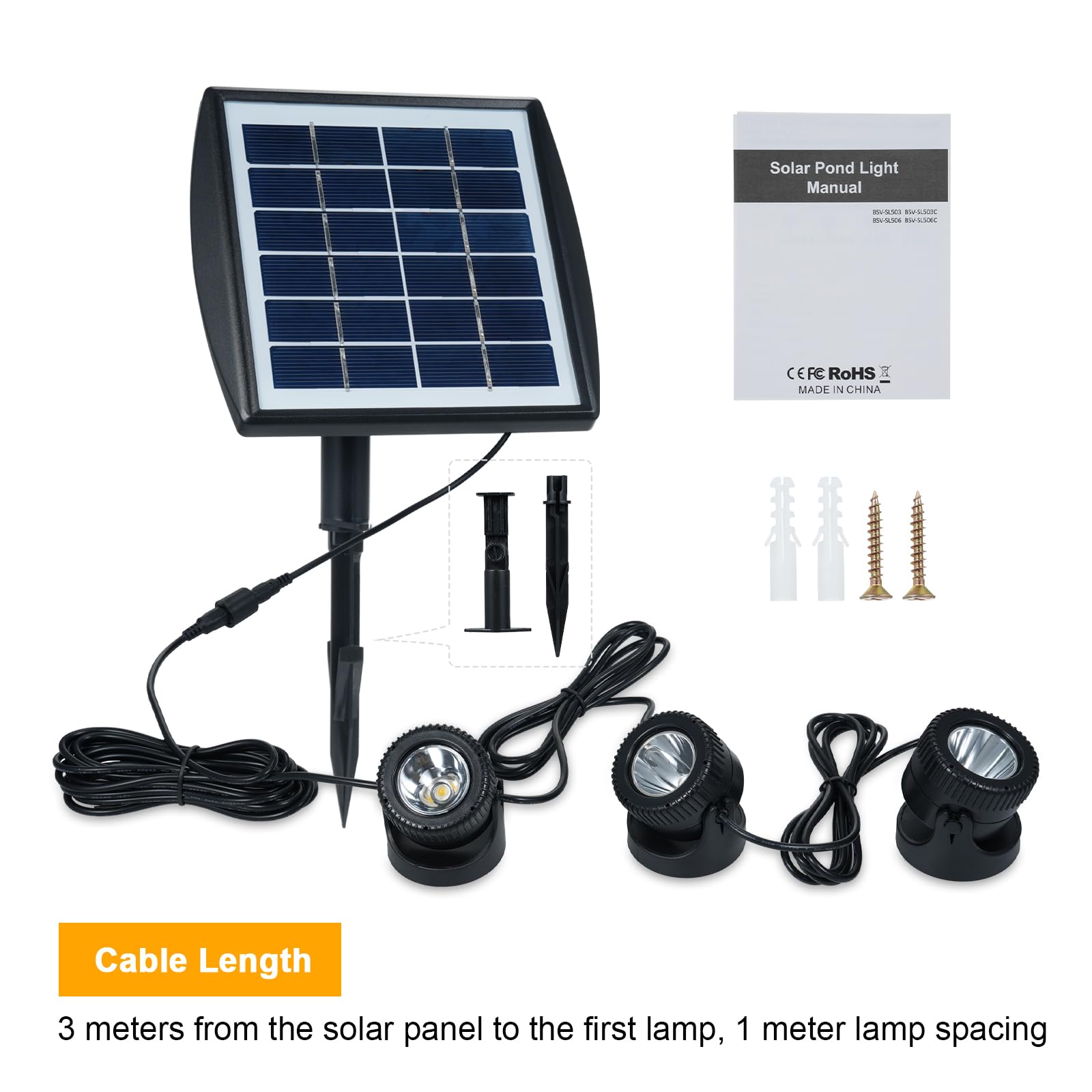 Lixada Solarspot, 3 lampade subacquee con 18 LED, proiettore subacqueo per illuminazione esterna bianco caldo