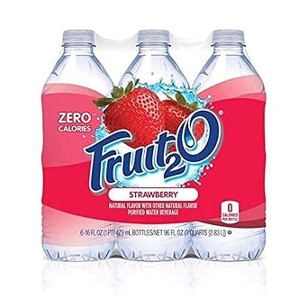 Fruit2O Zero Calorie Flavored Water, Strawberry, 6 Count Pack of 4