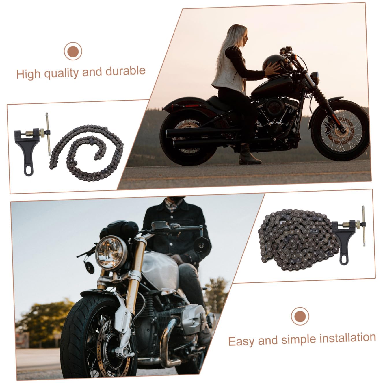 Motorradkette Glieder Offroad Kette mit Kettennieter Langlebig Rostbeständig Ersatz für Dirt Bike Geländemotorrad Teile