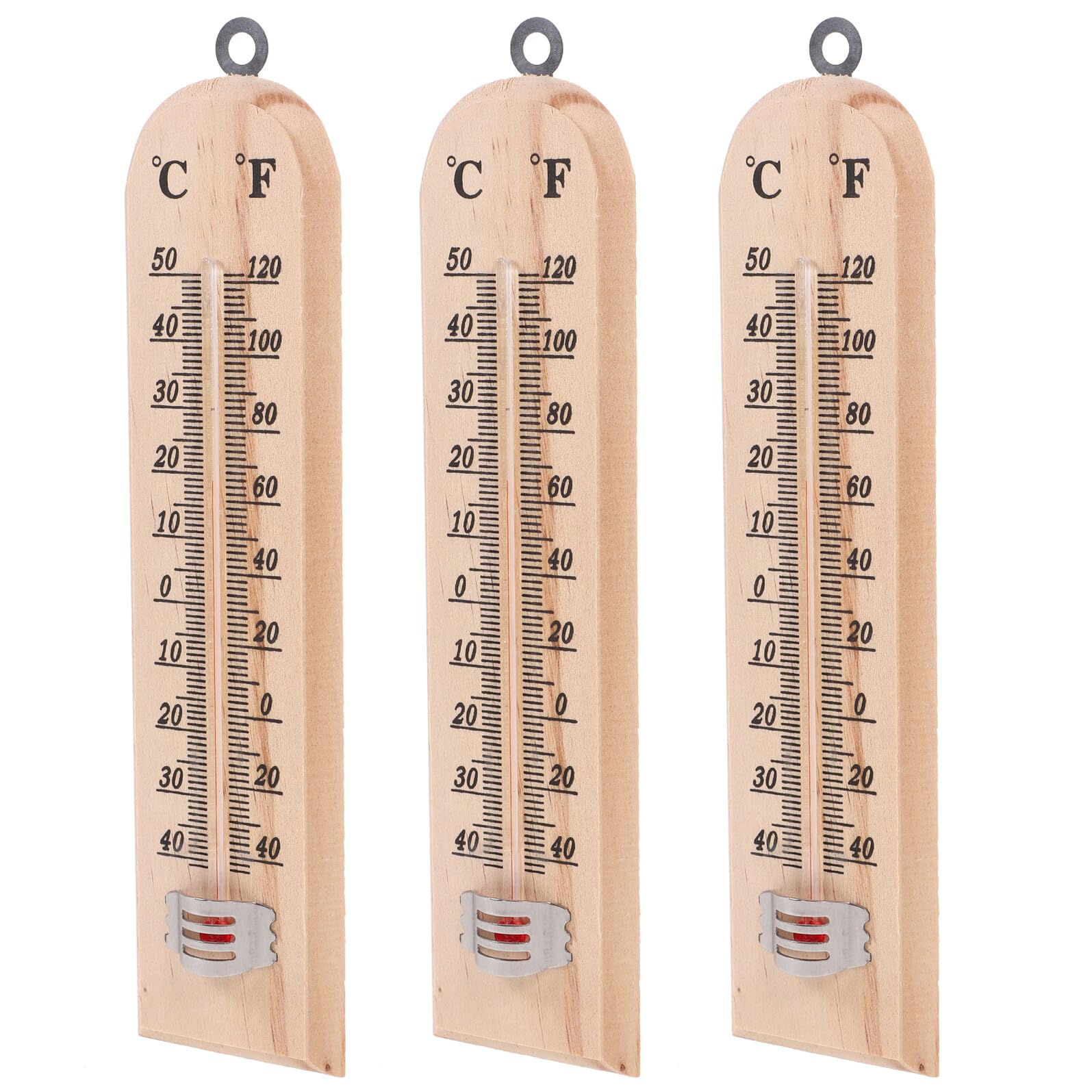 Happyyami Termometro in Legno da Esterno e Interno, Dispositivo di Misurazione della Temperatura Multifunzionale a Sospensione, Set da 3 Pezzi per Serra, Cameretta dei Ragazzo Ragazza