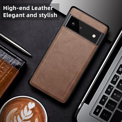 Miniatura 6 de X-level Funda para Google Pixel 6, piel sintética de alta calidad, TPU suave, a prueba de golpes, funda protectora para Pixel 6 (marrón)