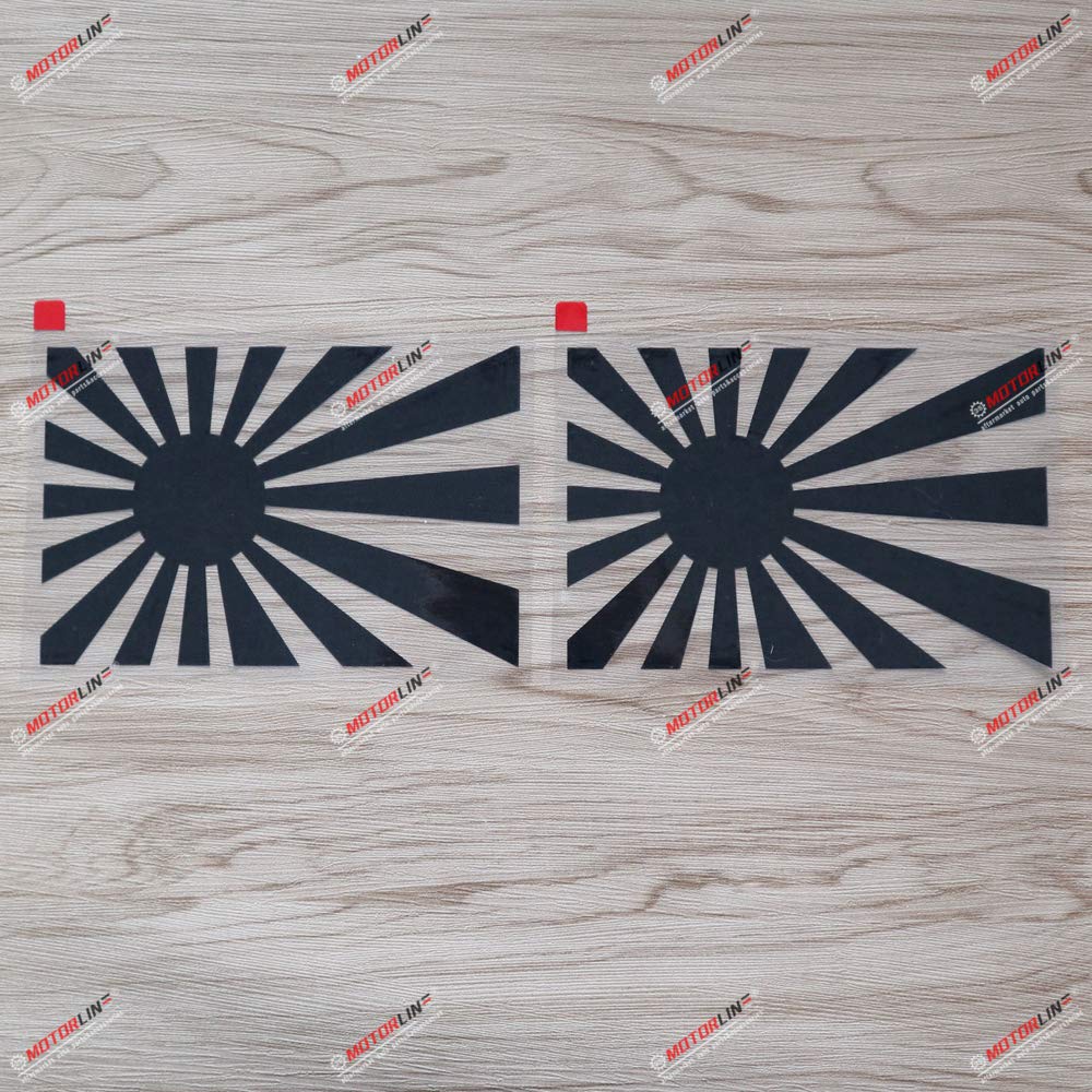 Japanese Rising Sun Variant Flag of Japan Naval Vinyl Decal Sticker - 2X Black 8 Inches - Die Cut No Background