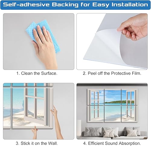 Miniatura 64 de Paquete de 8 paneles acústicos artísticos de espuma a prueba de sonido para paredes, paneles decorativos absorbentes de sonido de 48 x 32 pulgadas
