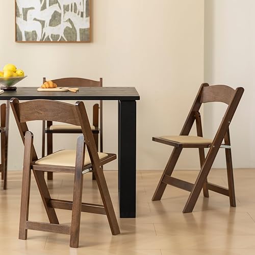 Miniatura 9 de Silla plegable de madera con cojín suave, simple y elegante, cómoda y duradera, adecuada para bodas, banquetes y eventos, no requiere montaje,